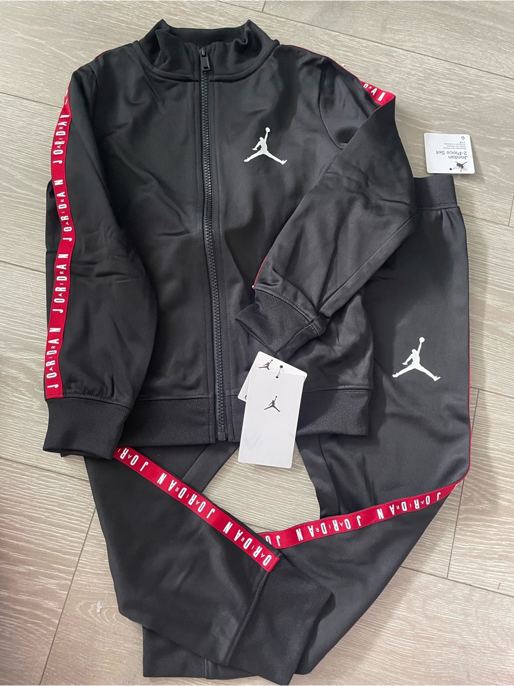 Jordan Kids Black and Red Track Jacket & Pants Set